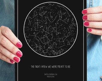 Custom Sky Map Printable Star Map by Date Personalized | Etsy