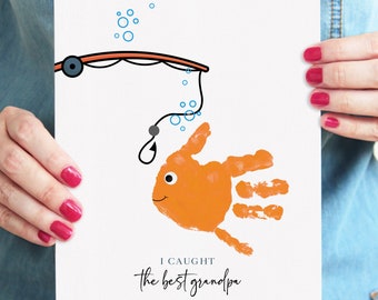 Handprint Fish Art, Grandpa Gift, DIY Father's Day Craft (Printable)