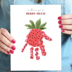 Kocham Cię BERRY Dużo sztuki odcisków dłoni, rzemiosło przedszkolne dla dzieci, drukowana pamiątka odcisków dłoni, sztuka odcisków dłoni DIY