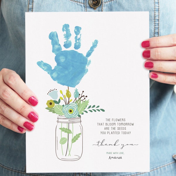 Teacher Appreciation Gift, Flowers of Tomorrow Handprint Craft, DIY Keepsake from Students, End of Year Teacher Gift