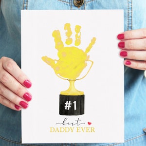 Handabdruck-Trophäe für Papa | #1 Papa-Handabdruck-Kunsthandwerk | DIY Vatertagsgeschenk | Druckbares Andenken von Kindern | Erinnerungsbastelei für Papa