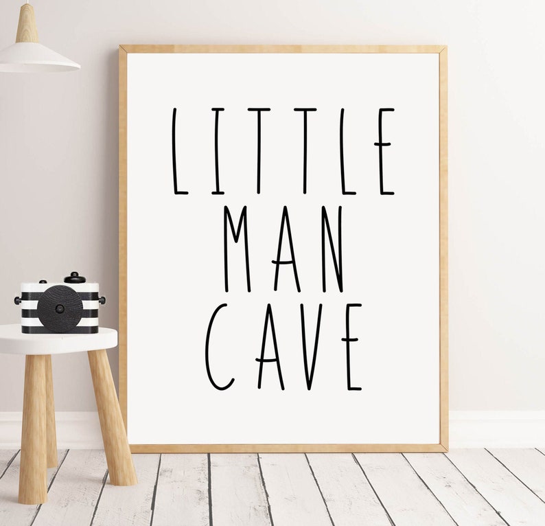 Little Man Cave Wall Art, Minimalist Kids Quote Print for Nursery, Playroom or Boys Bedroom image 1