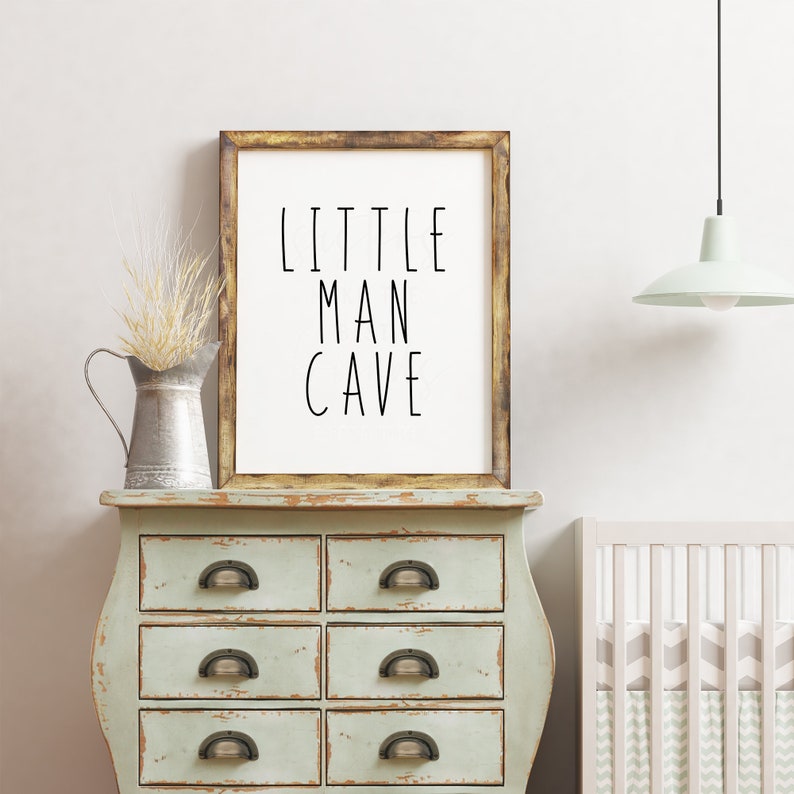 Little Man Cave Wall Art, Minimalist Kids Quote Print for Nursery, Playroom or Boys Bedroom image 4