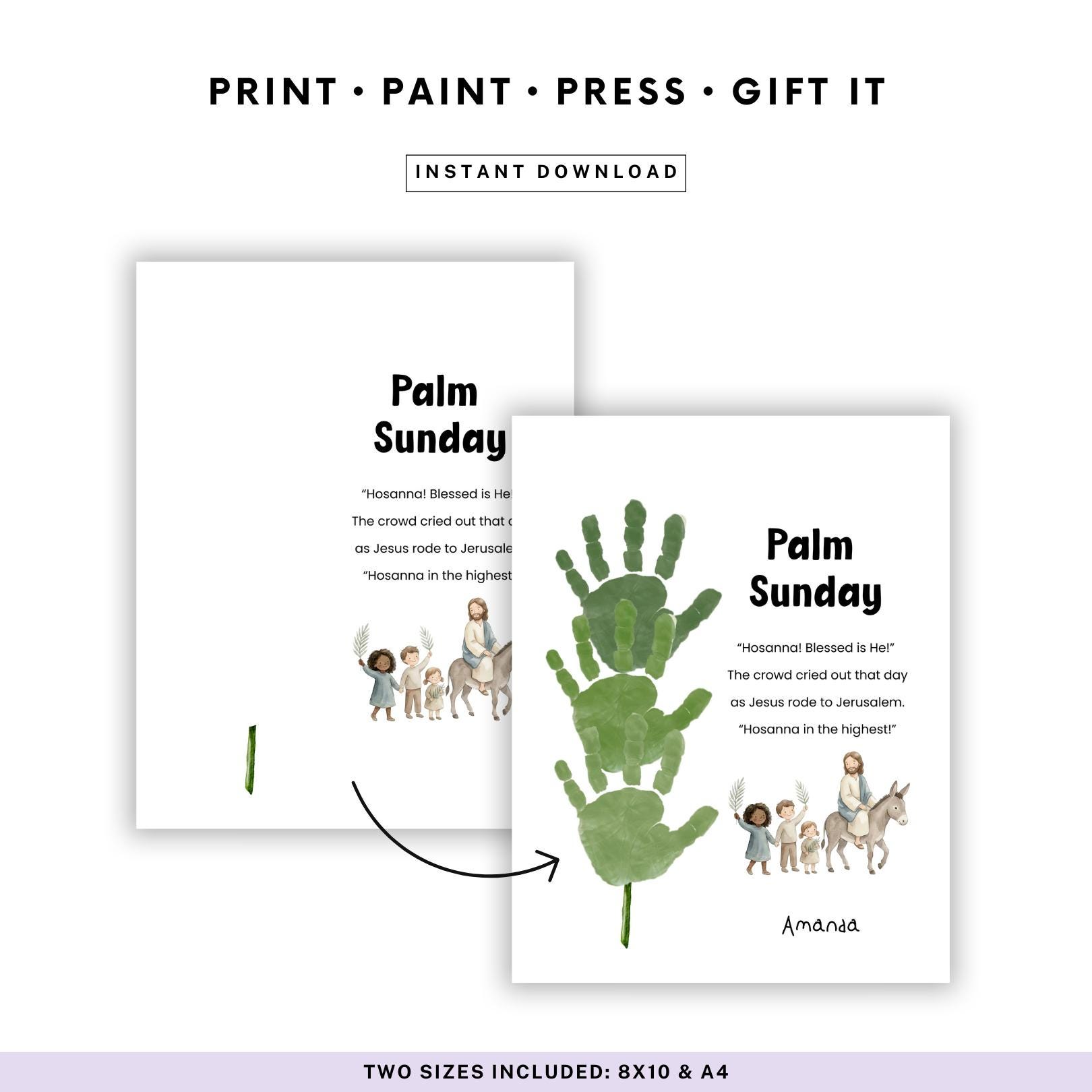 Palm Sunday Handprint Craft Printable | Christian Easter Keepsake Art ...