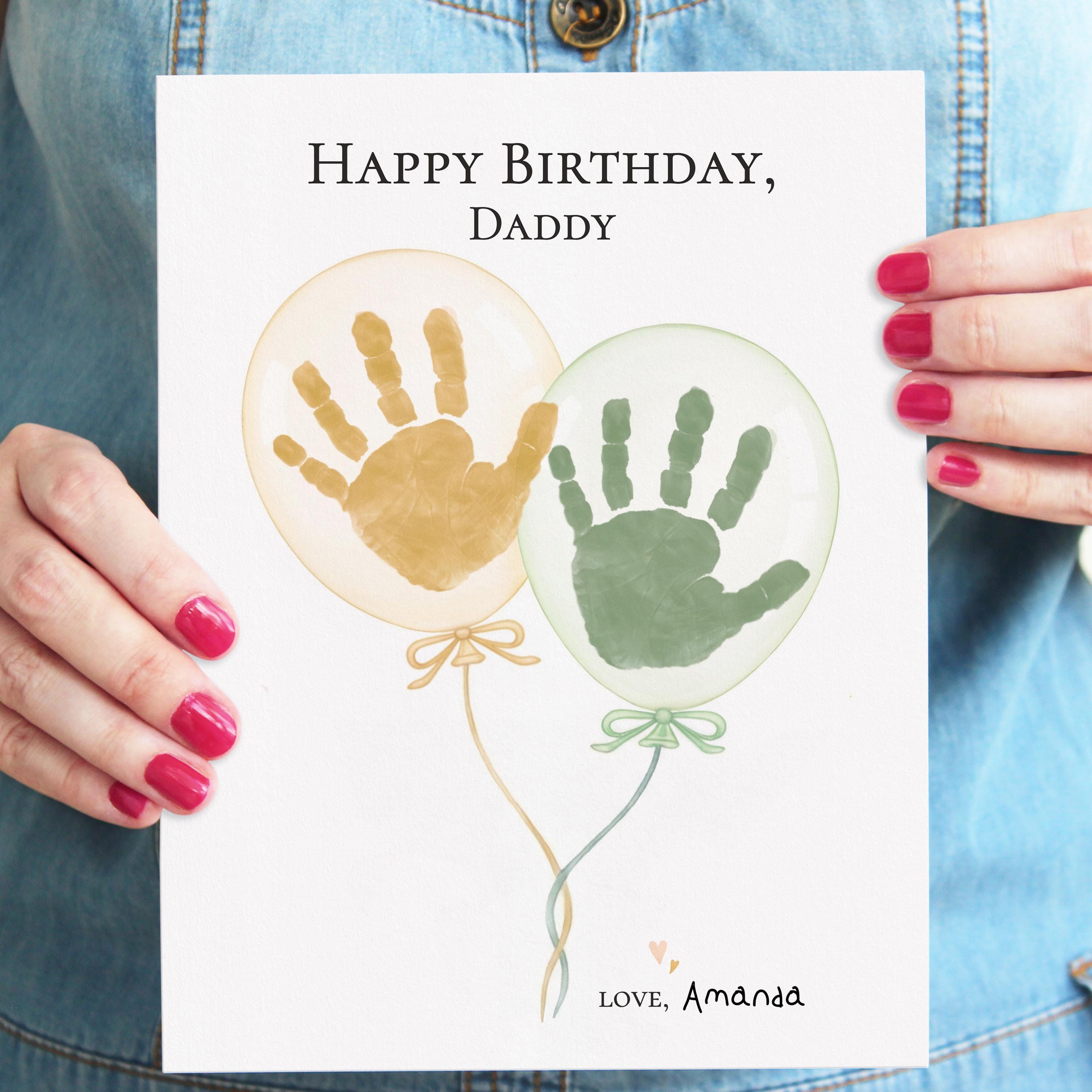 Happy Birthday Daddy Handprint Art Printable Balloon Craft Gift from…
