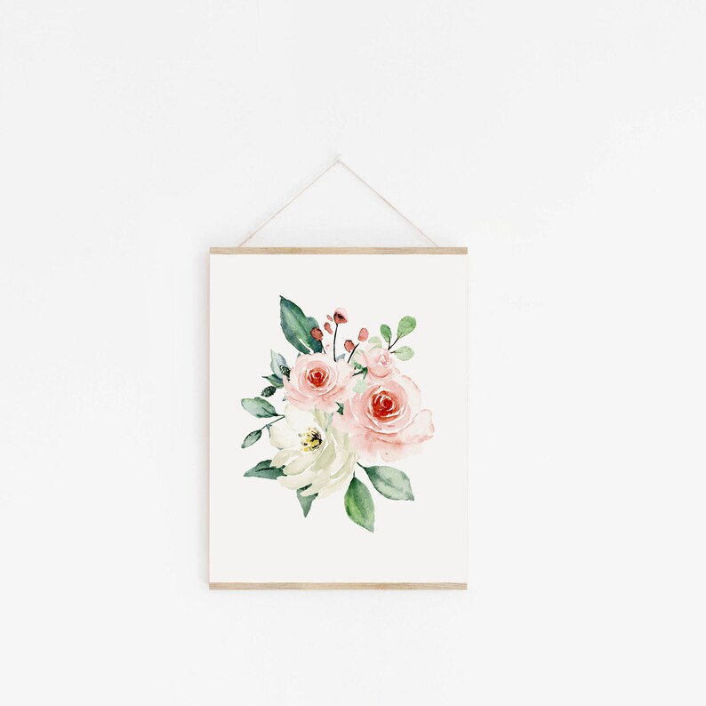 Girls Nursery Wall Art Watercolor Pink Flowers for Baby Girls Set of 3 Blush Pink Floral for a Farmhouse Nursery Decor