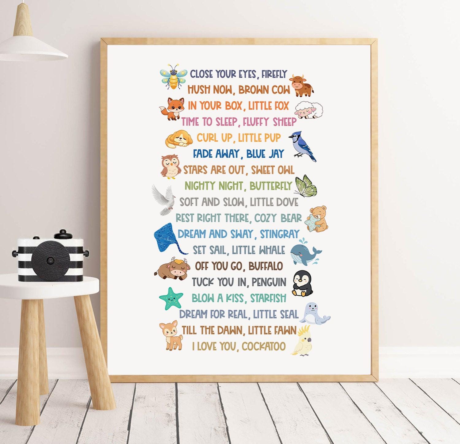 Baby Animal Bedtime Print | Printable Nursery Rhyme Wall Art for Kids ...