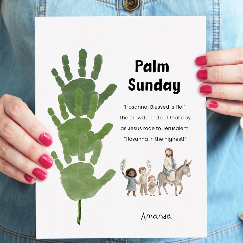 Palm Sunday Handprint Craft Printable | Christian Easter Keepsake Art ...
