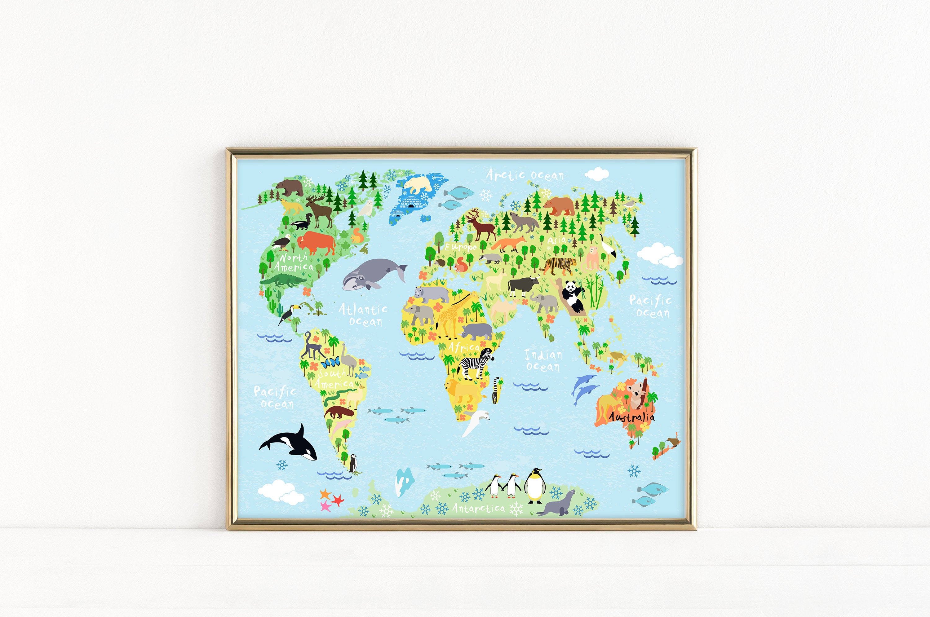 World Map Printable For Kids Nursery World Map Educational Etsy Images