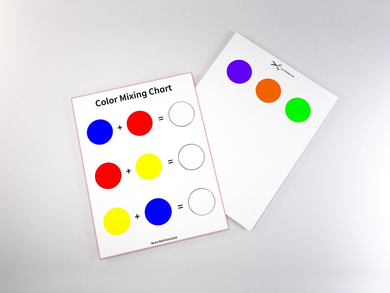 color mixing chart primary colors worksheet busy book etsy