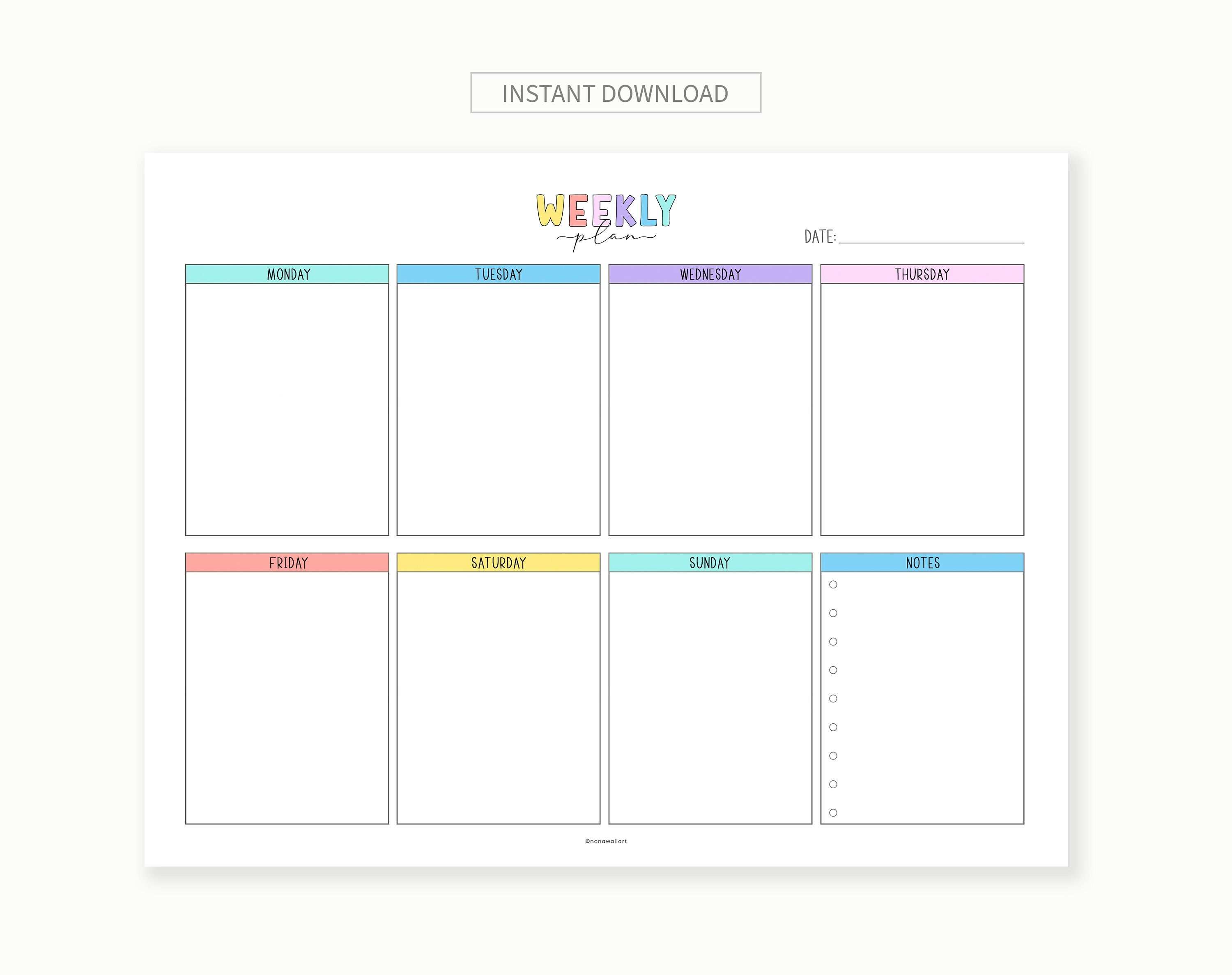 Weekly Roster For Kids Kids Weekly Schedule Printable, Homeschool Planner, Colorful To-do List ...