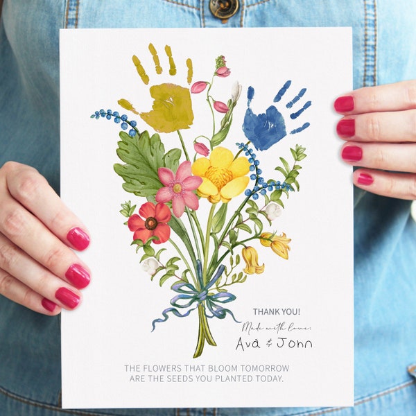 Teacher Appreciation Gift, The Flowers of Tomorrow, DIY Printable Craft, Keepsake Fom Siblings, Wildflowers Handprint, Gift for Mom Grandma
