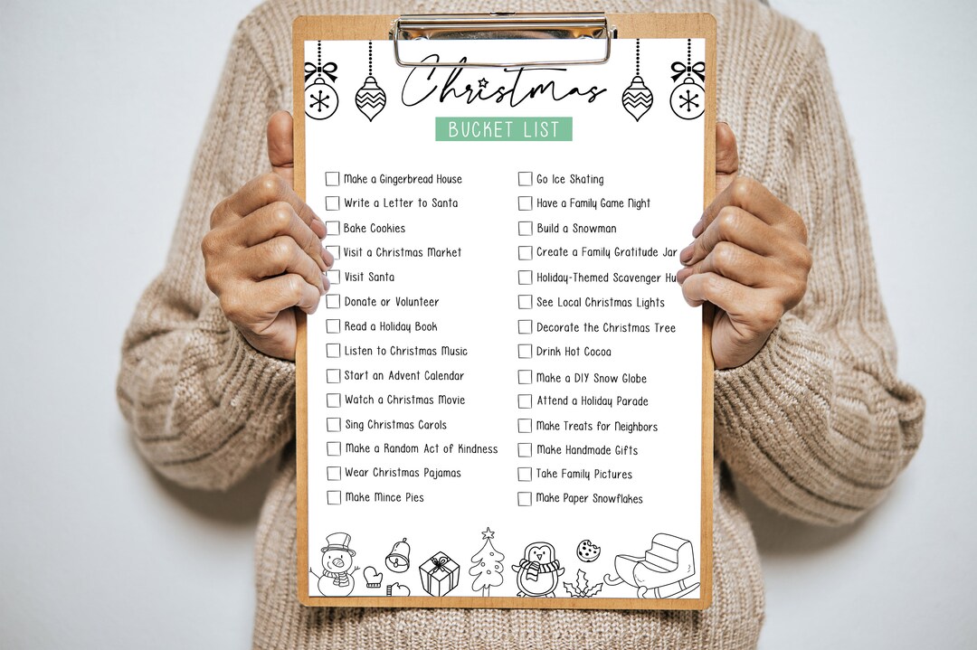 Christmas Bucket List Printable, Holiday Activities Checklist, Winter Break Printable Template ...