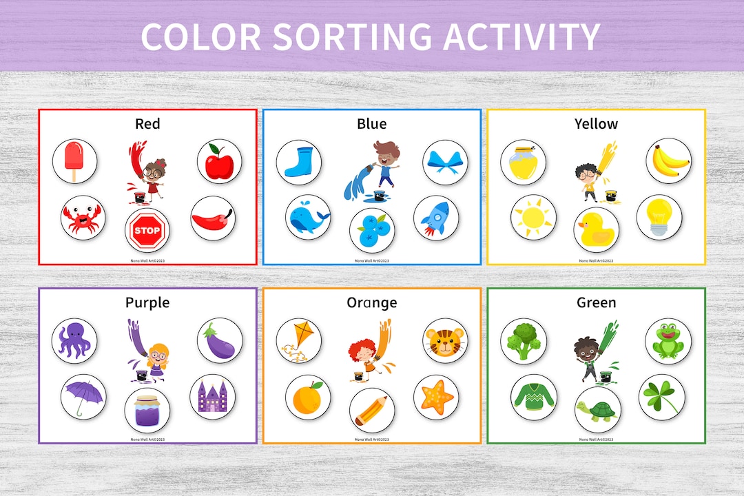 Attività di ordinamento dei colori: stampabile per la scuola