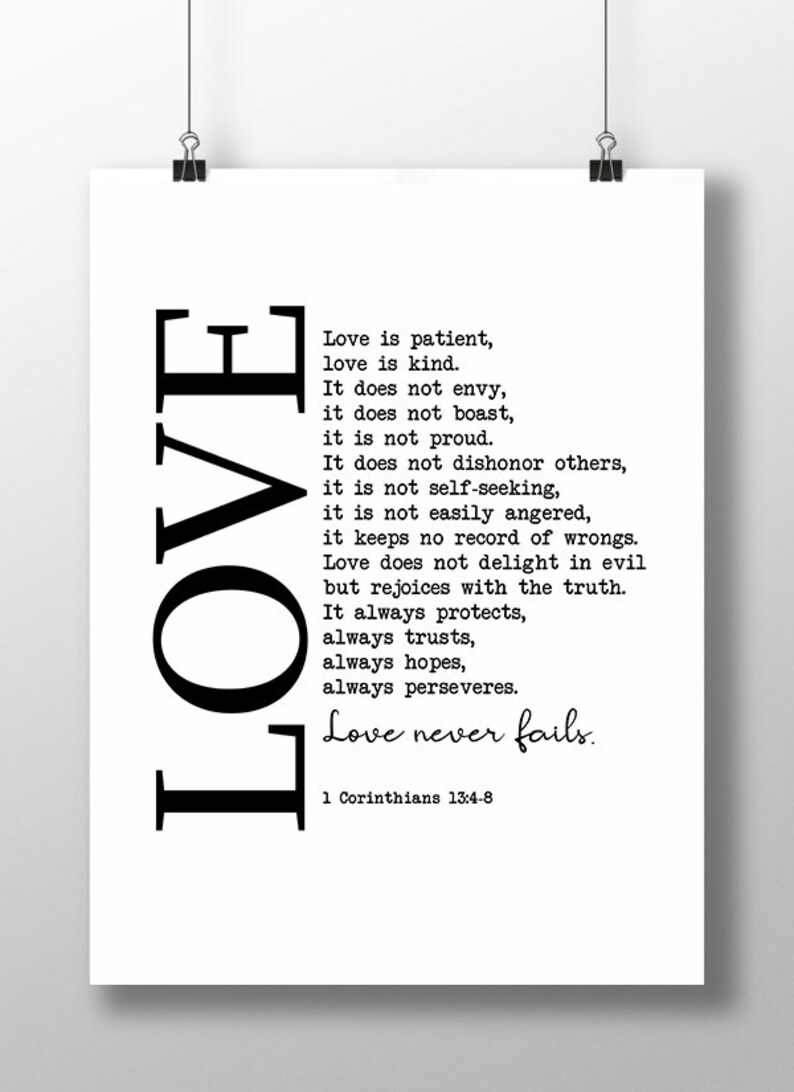 Love is Patient Love is Kind Bible Verse Wall Art Love Never Etsy
