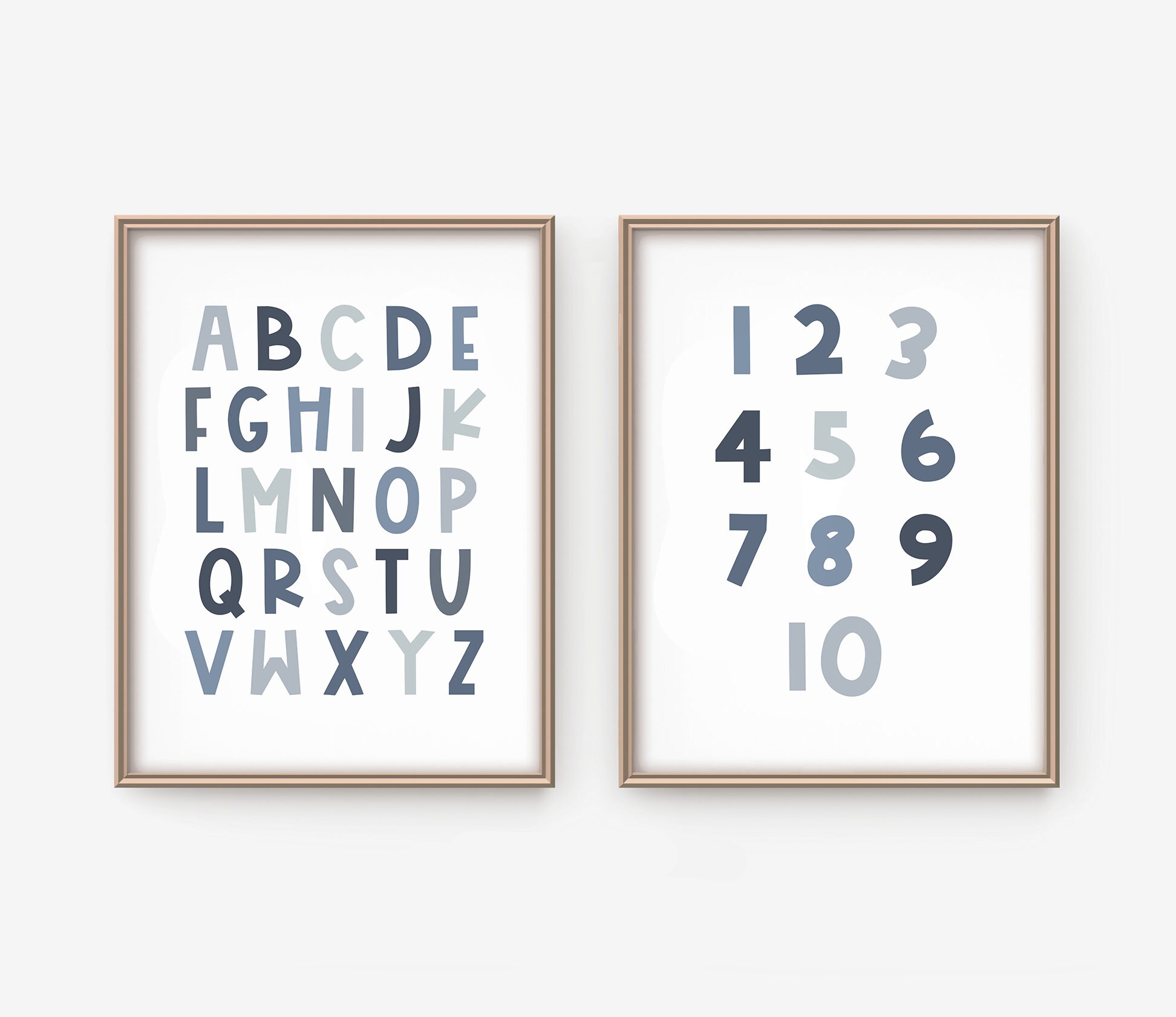 ABC 123 Printable Set of 2 Educational Poster Navy Blue and - Etsy España