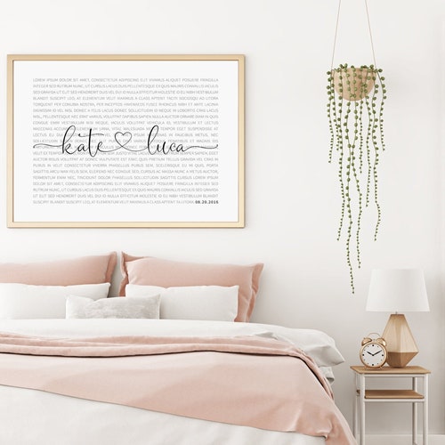 Personalized Song Lyrics Poster Wall Art Wedding Song Etsy