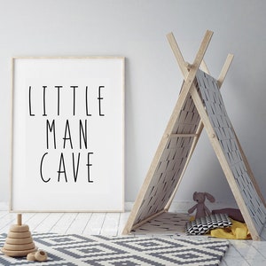 Little Man Cave Wall Art, Minimalist Kids Quote Print for Nursery, Playroom or Boys Bedroom image 2