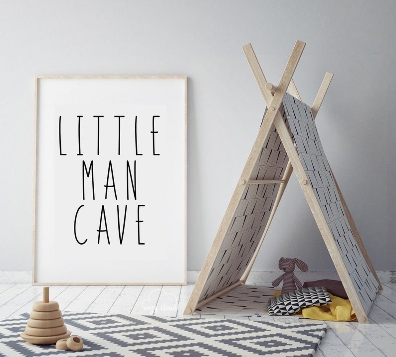 Little Man Cave Wall Art Minimalist Kids Quote Print For Etsy
