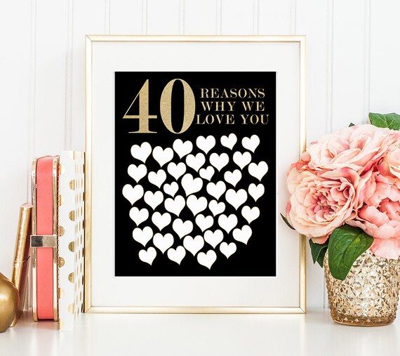 40 Reasons We Love You Print, 40th Birthday Gift (Digital File)