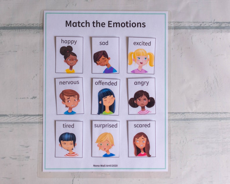 Busy Book Printable Emotions Matching Game Educational - Etsy