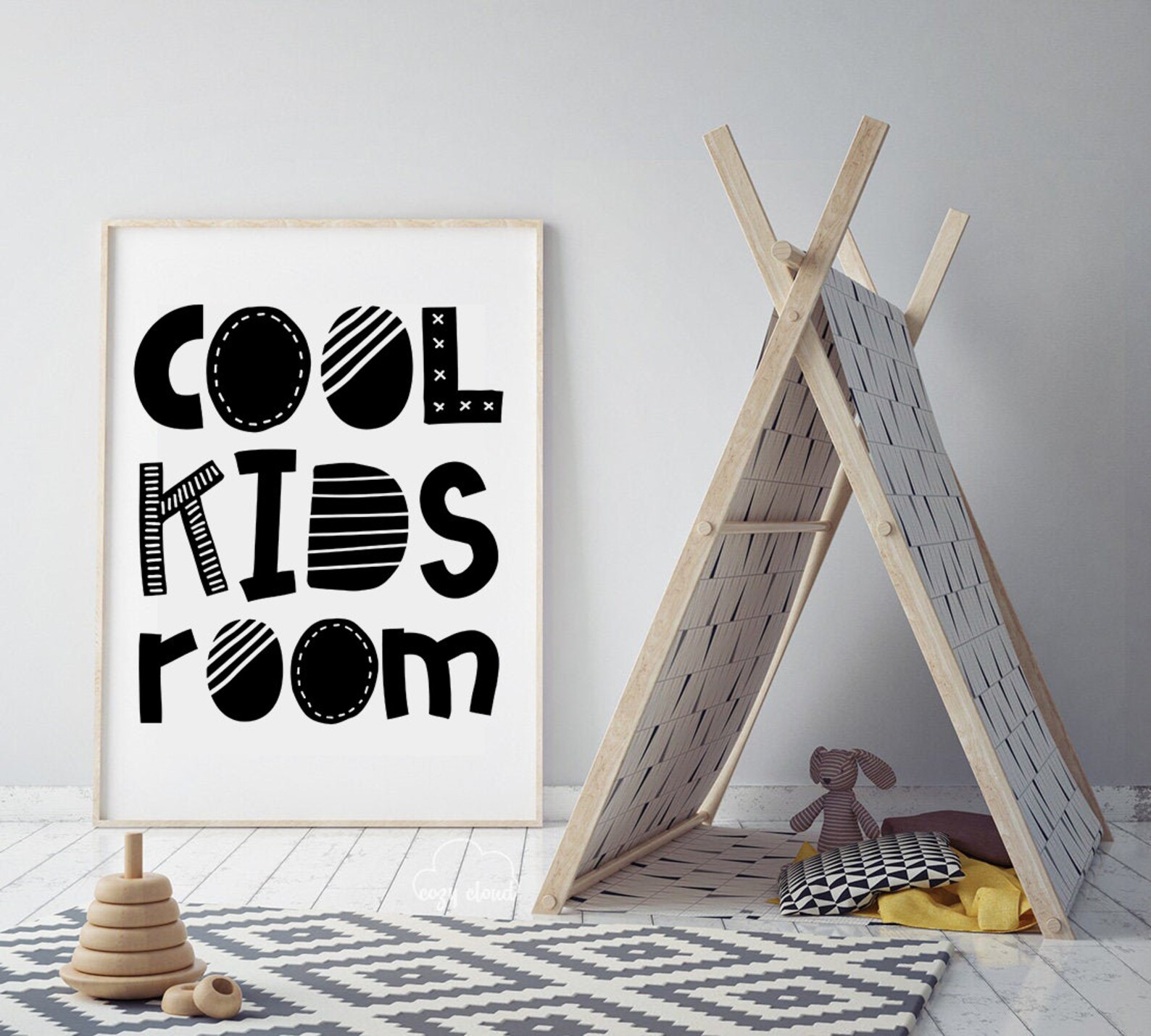 Cool Kids Room Wall Art Monochrome Print for Nursery or Boys | Etsy