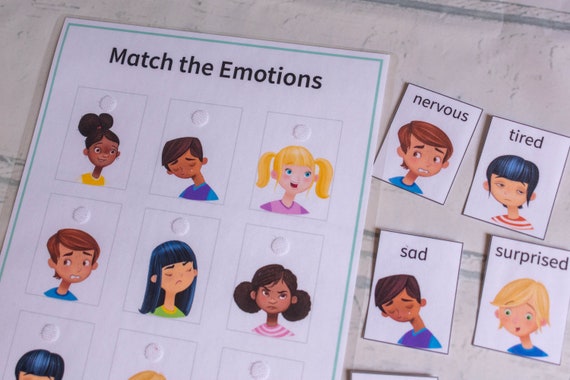 Busy Book Printable, Emotions Matching Game, Educational Worksheet, Busy Binder for Toddlers, Homeschool Material