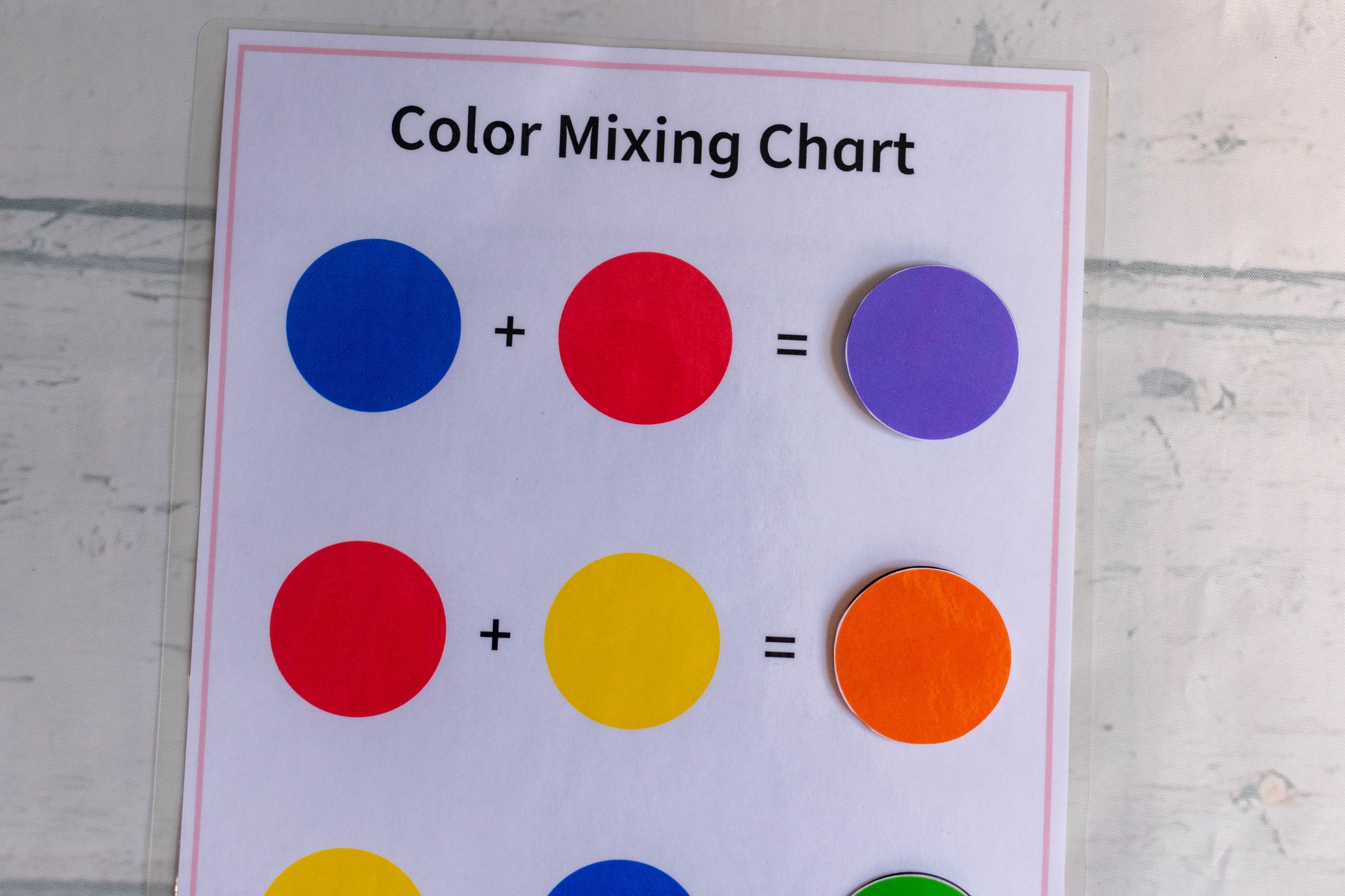 Color Mixing Chart Primary Colors Worksheet Busy Book Etsy