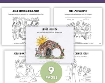 Christian Easter Coloring Pages for Kids | Holy Week Bible Story Printable PDF (Instant Download)