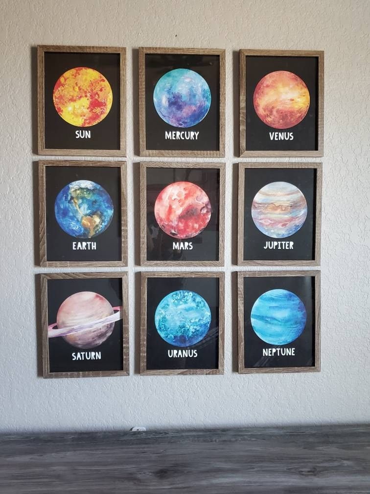 Wall Art Watercolor Solar System Printable for Kids Etsy