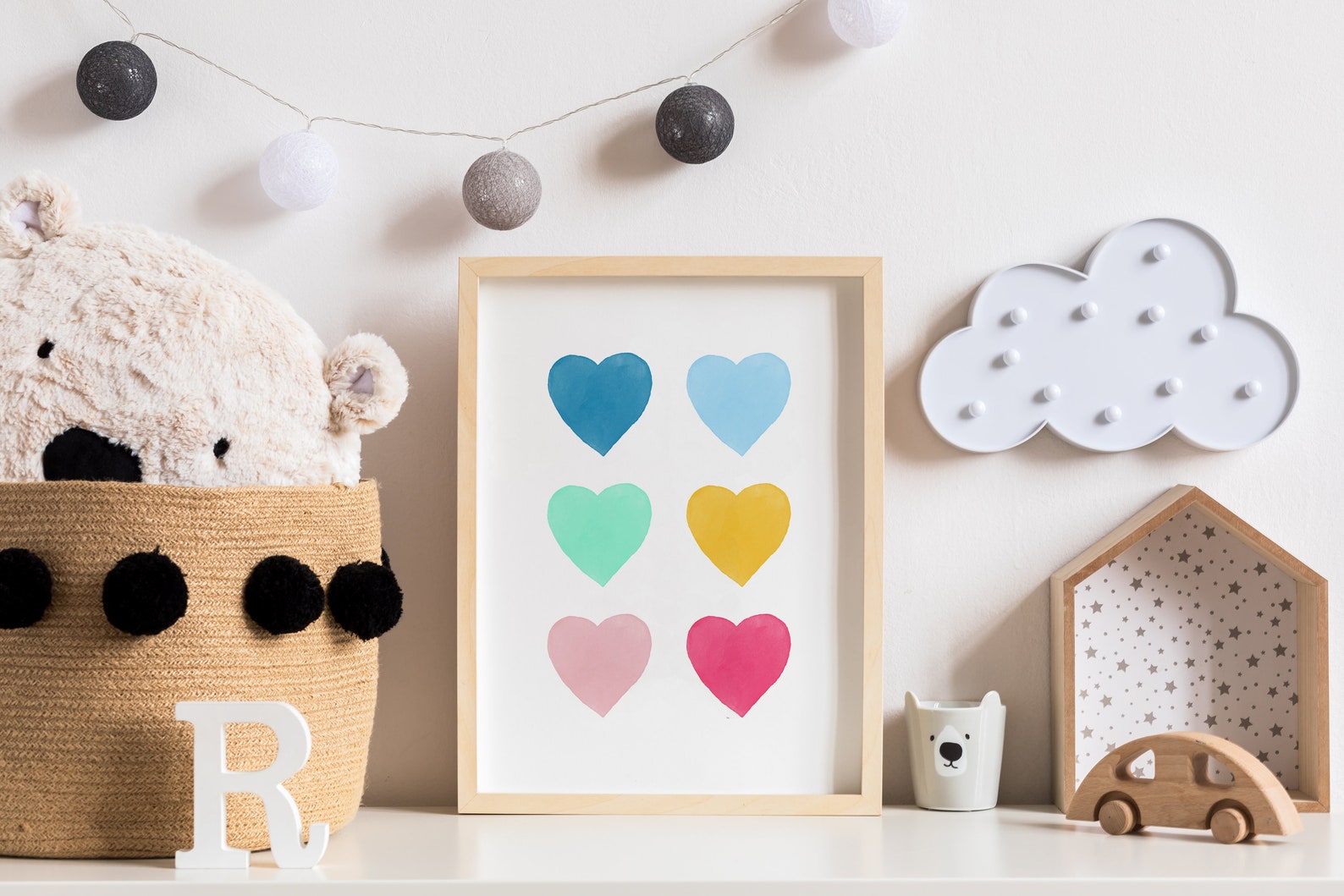 Colorful Nursery Art Nursery Heart Print Colorful Hearts Etsy