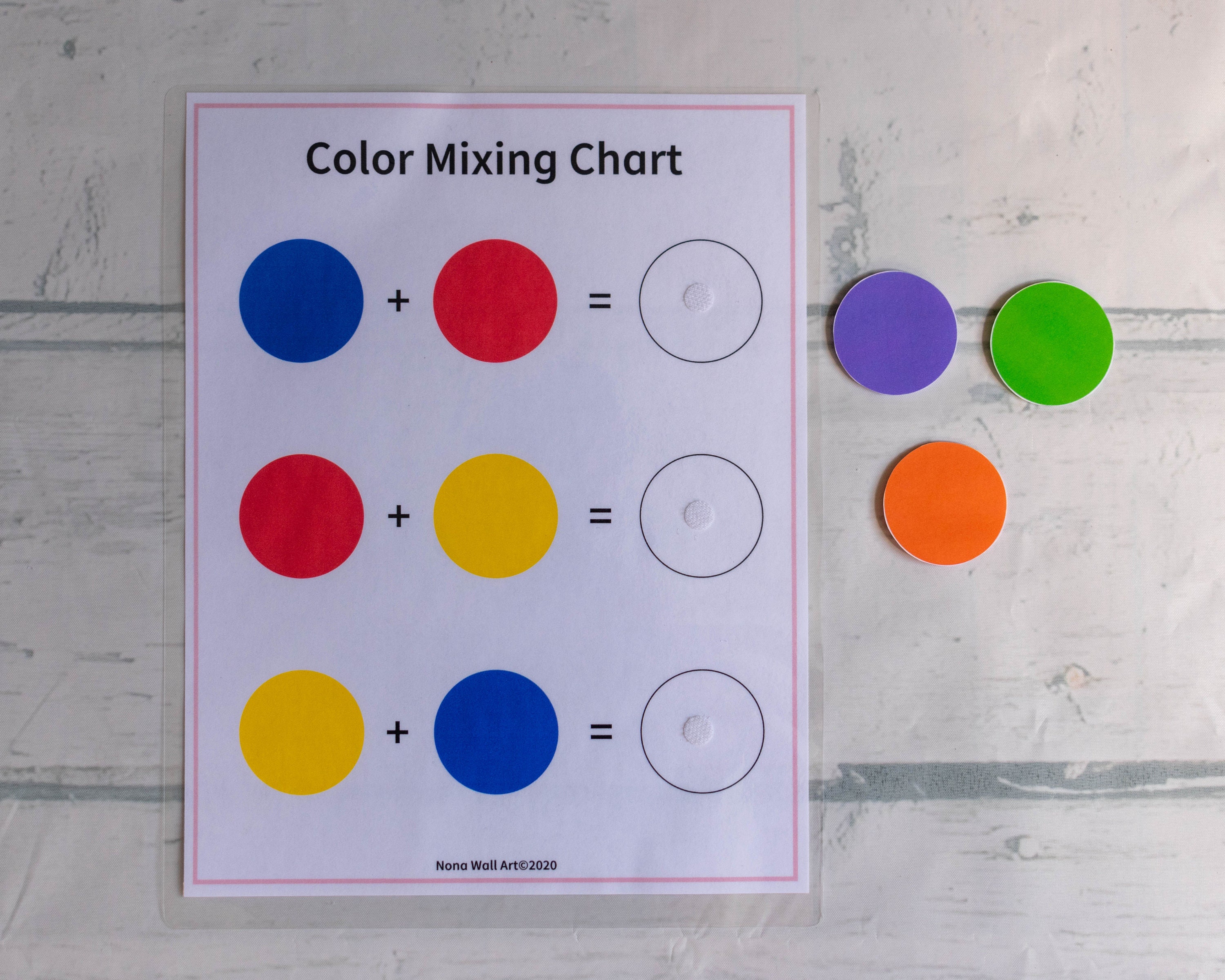 Color Mixing Chart Primary Colors Worksheet Busy Book Etsy