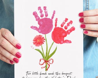 Valentine's Day Handprint Bouquet Art: Parent Keepsake (Digital Download)