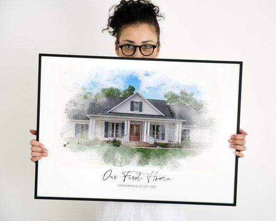 Watercolor House from Photo, Personalized First Home Gift, Custom Housewarming Gift, Printable House Portrait