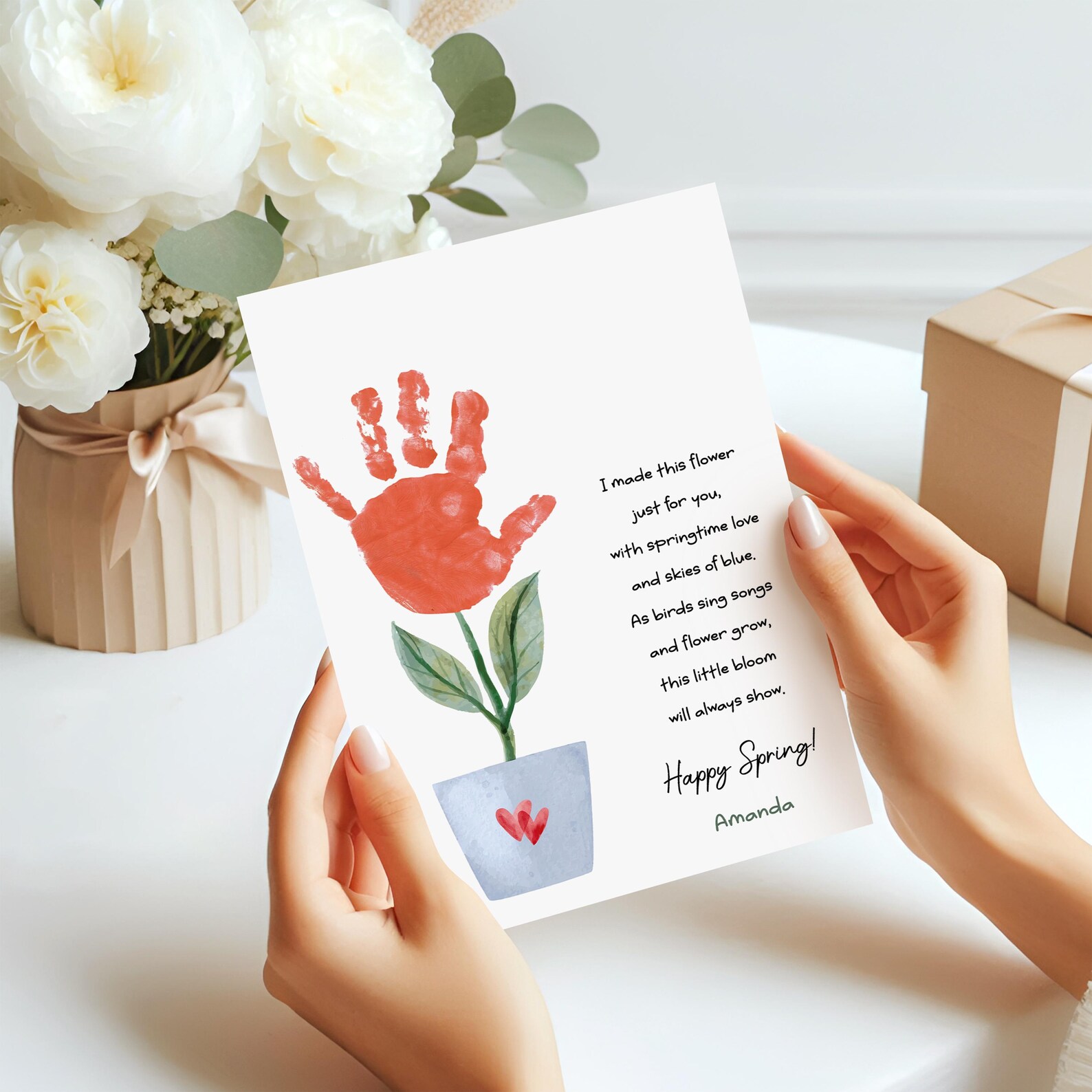 Spring Handprint Flower Printable | Kids Craft (digital Download) - Etsy