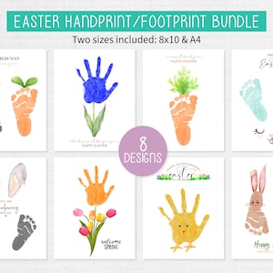 Pacchetto di artigianato pasquale, modello di impronta di mano fai-da-te, artigianato prescolare per bambini, ricordo della memoria, regalo di Pasqua personalizzato