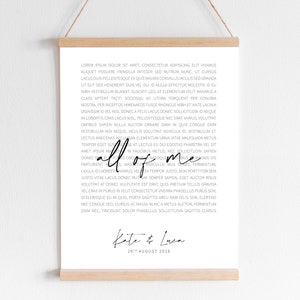 Song Lyrics Wall Art, Custom Printable Song, Personalized Anniversary ...