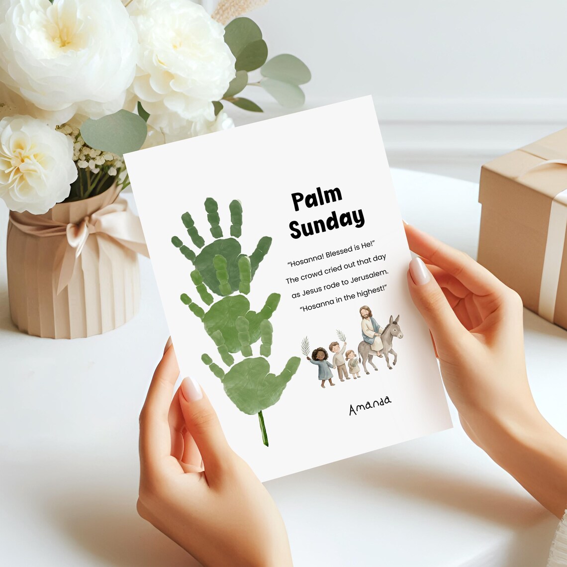 Palm Sunday Handprint Craft Printable | Christian Easter Keepsake Art ...