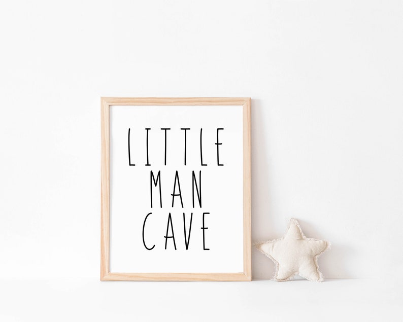 Little Man Cave Wall Art, Minimalist Kids Quote Print for Nursery, Playroom or Boys Bedroom image 5