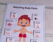 Body Parts Matching Game: Homeschool Learning Activity (Digital File)