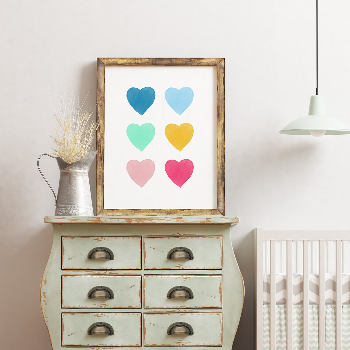 Colorful Nursery Art Nursery Heart Print Colorful Hearts Etsy