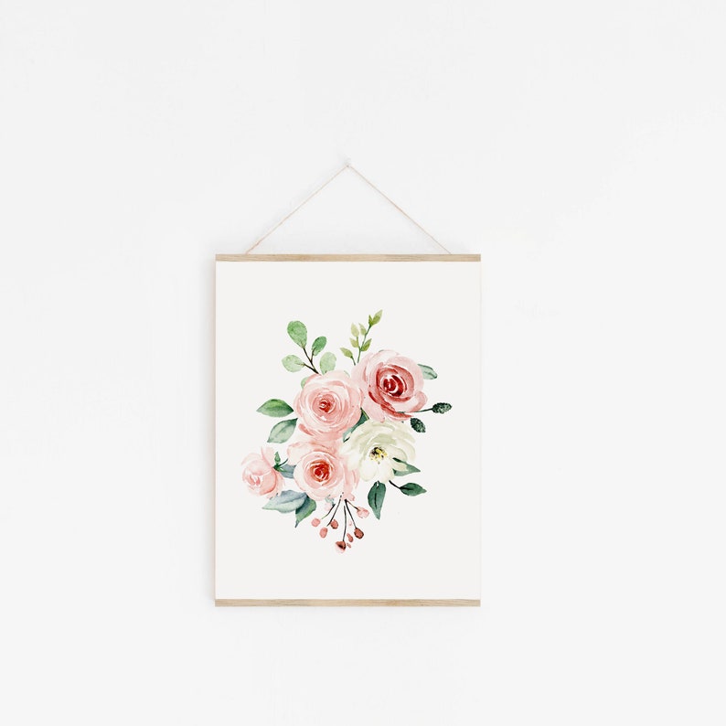 Girls Nursery Wall Art Watercolor Pink Flowers for Baby Girls Set of 3 Blush Pink Floral for a Farmhouse Nursery Decor
