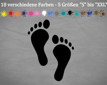 Füße Aufkleber Sticker Kontur Käsefuß Babyfuß großer Fuß Funny 18 Farben in 5 Größen