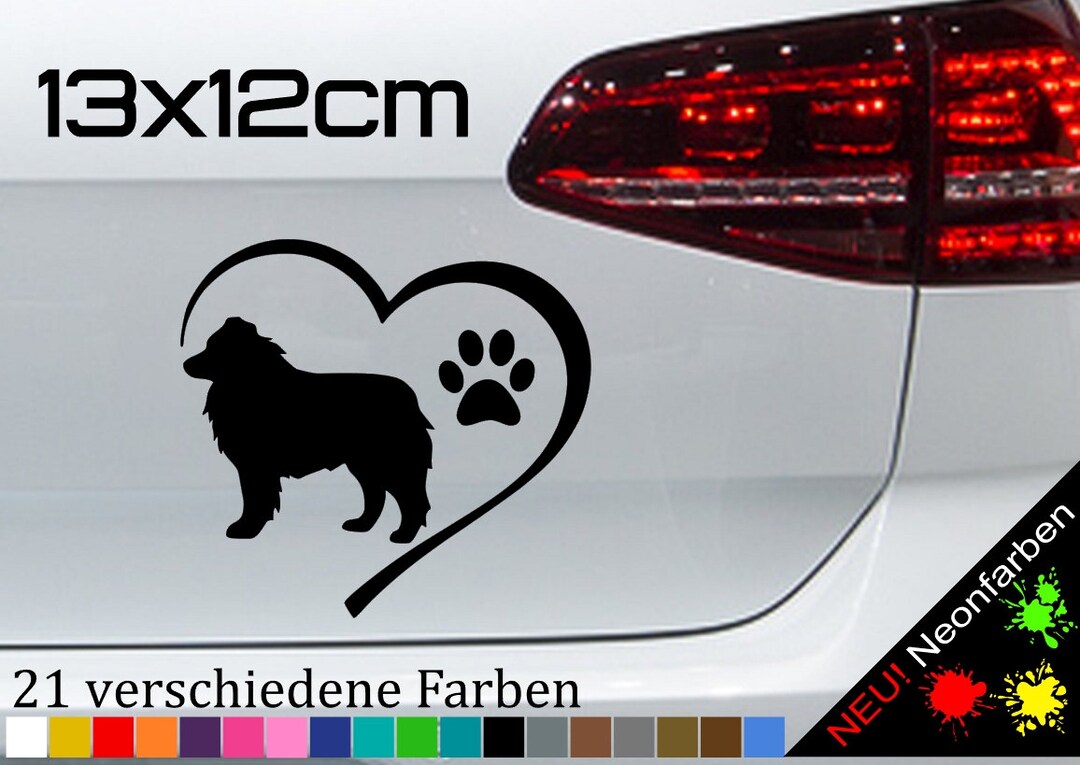 Shepherd Australian Herz Aufkleber – 10x9,5 Cm, Silber, ORACAL Folie, Für Auto, Glas & Mehr
