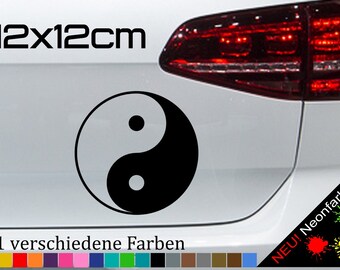Yin und Yang Aufkleber Sticker Taijitu Symbol Chinesischen Medizin JDM 12x12cm  in 21 Farben