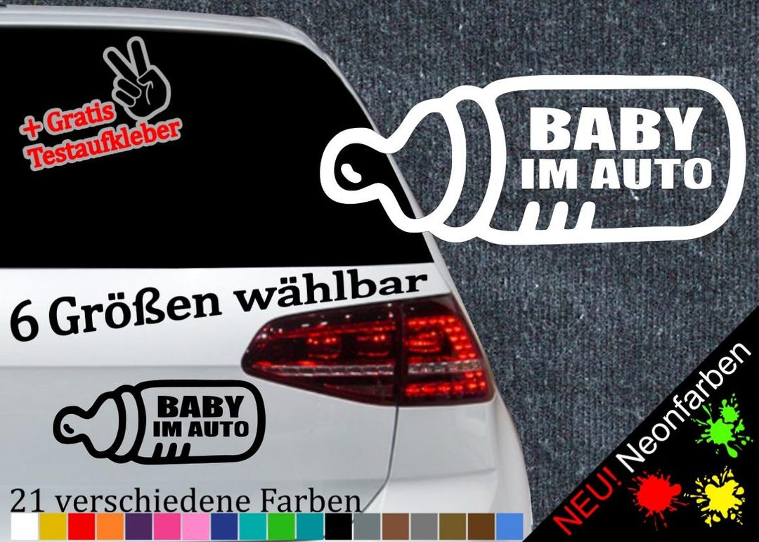 Baby in Car Sticker -6 Sizes 21 Colors- Parents Mom Dad Family Infant ...