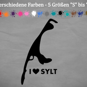May include: Black silhouette of the island of Sylt with the text "I ♥ SYLT" below. The image is on a gray background.