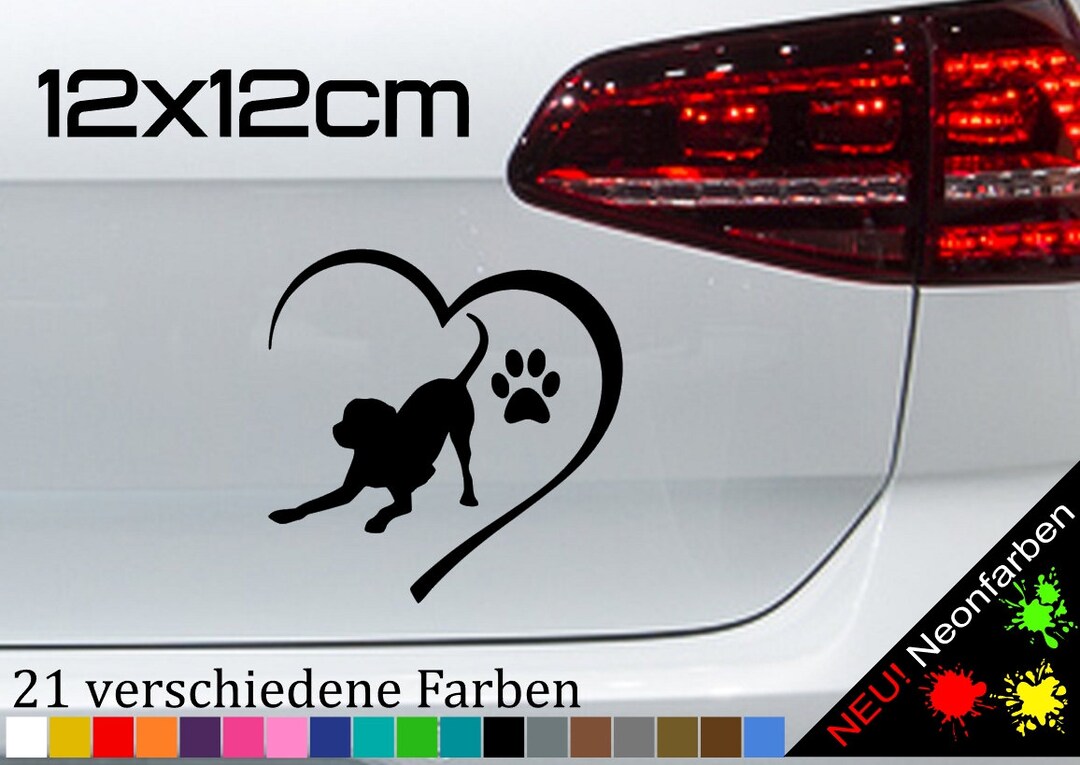Labrador Herz-Aufkleber (20x20 Cm, Schwarz) | Konturschnitt, ORACAL-Folie, Wasserfest & UV-beständig, Made In Germany
