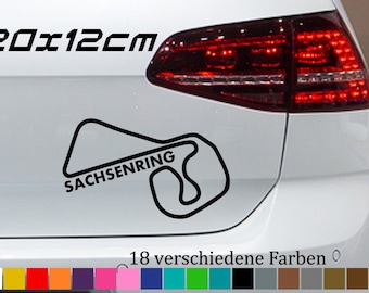 Sachsenring 20 x 12 cm autocollant de mise en page silhouette de course GP Moto Oberlungwitz en 18 couleurs