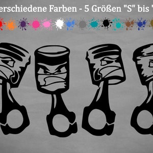 Può includere: Quattro disegni di pistoni di cartoni animati in bianco e nero con facce arrabbiate. I pistoni sono in fila e sono tutti della stessa dimensione. Lo sfondo è grigio.